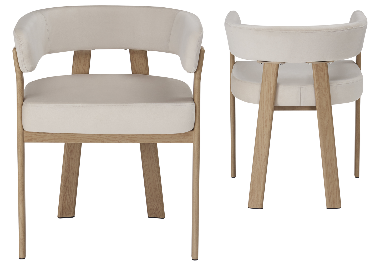 Fauteuil de table velours beige chêne – Mura x4