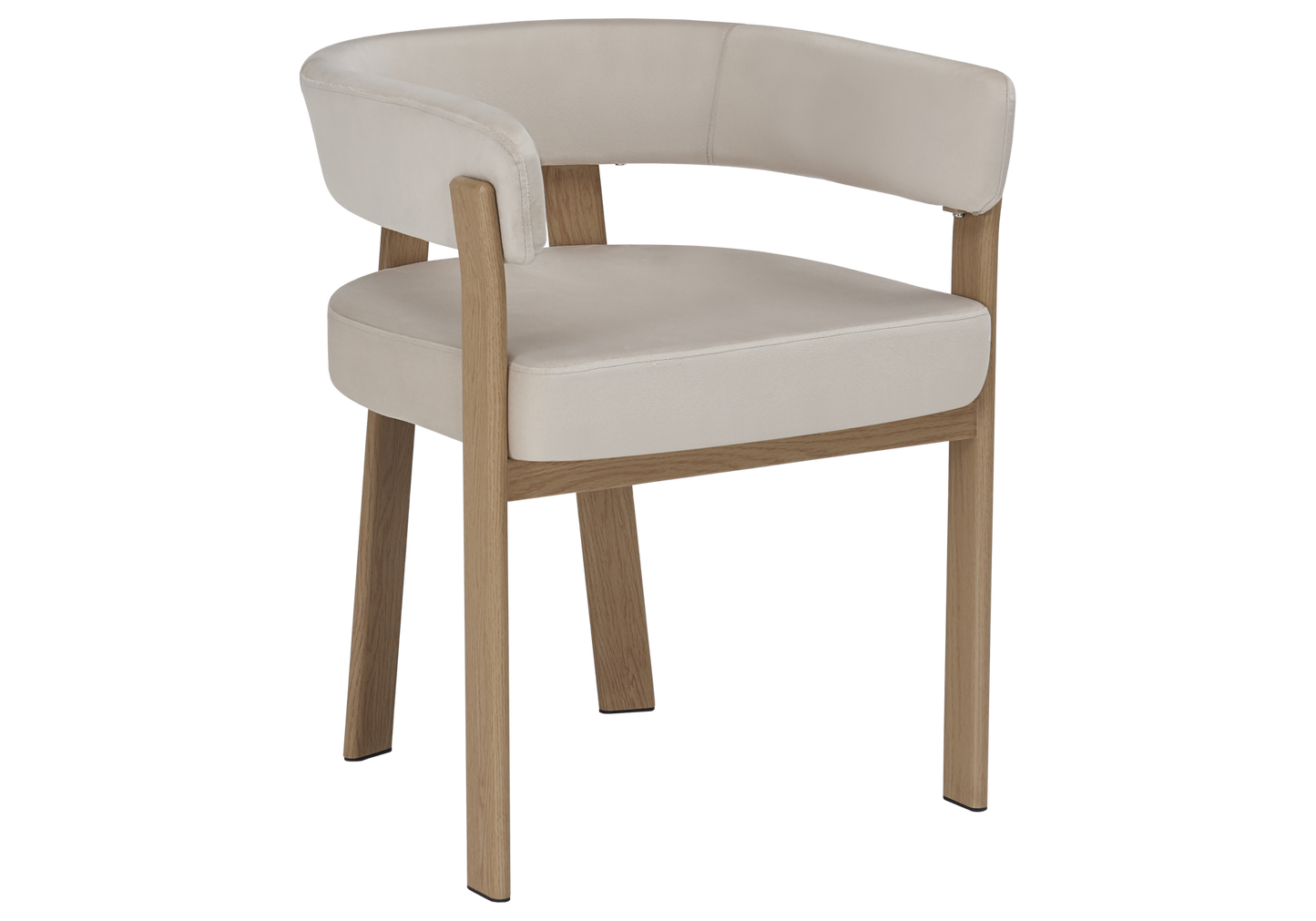 Fauteuil de table velours beige chêne – Mura x4