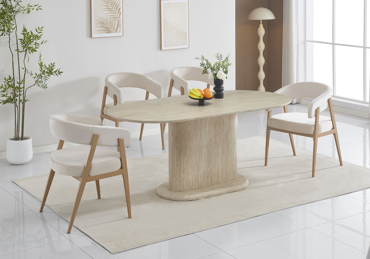 Fauteuil de table texturé beige chêne – Oslo x4