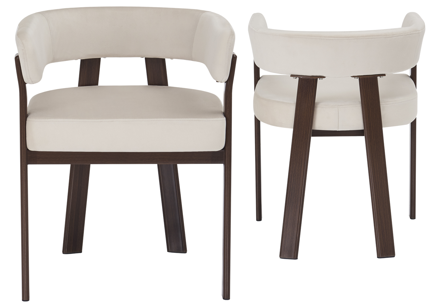Fauteuil de table velours beige noyer – Mura x4