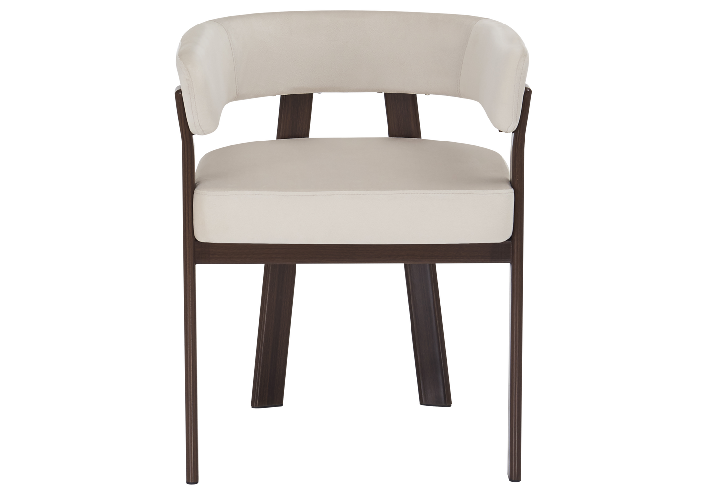 Fauteuil de table velours beige noyer – Mura x4