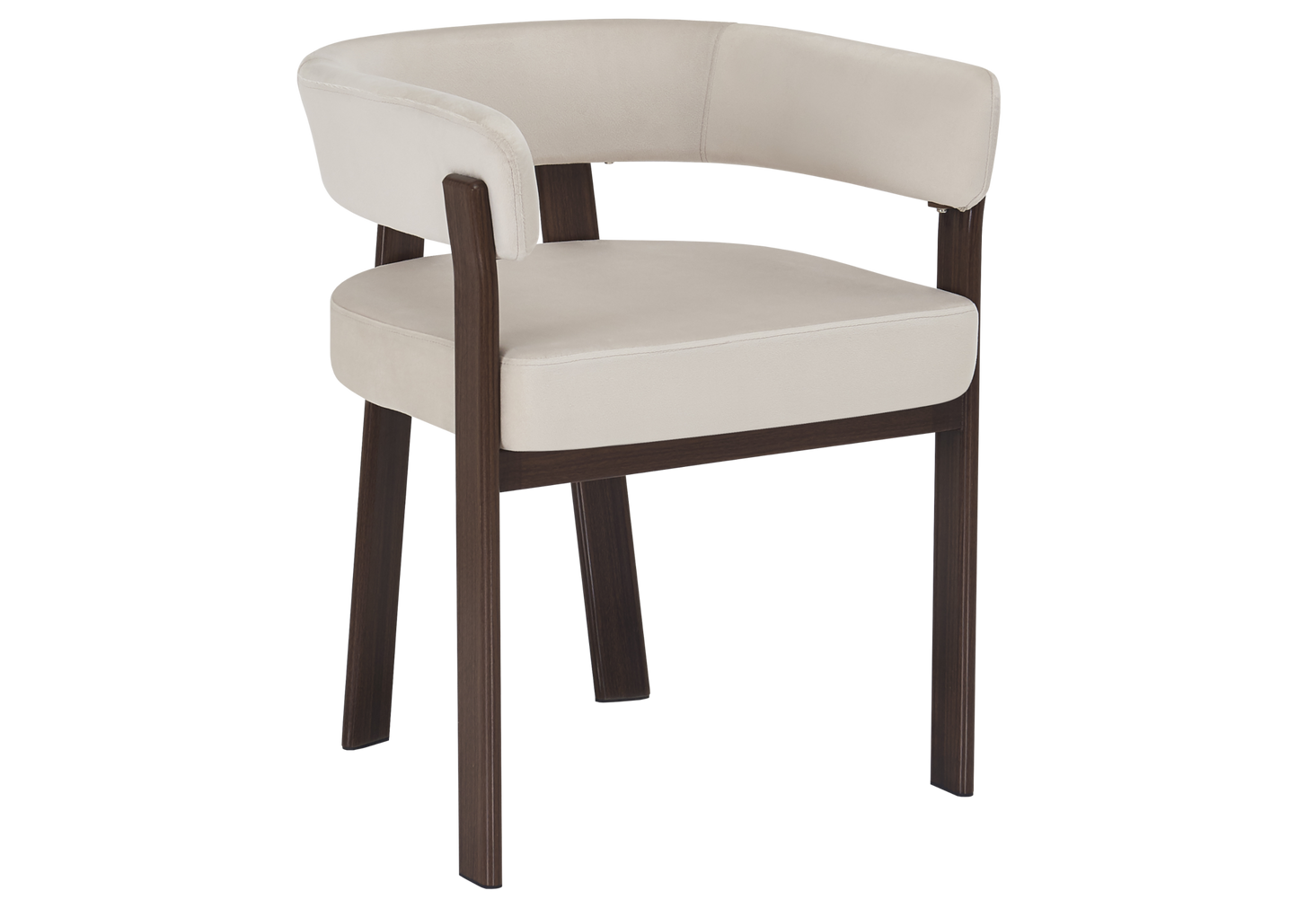 Fauteuil de table velours beige noyer – Mura x4
