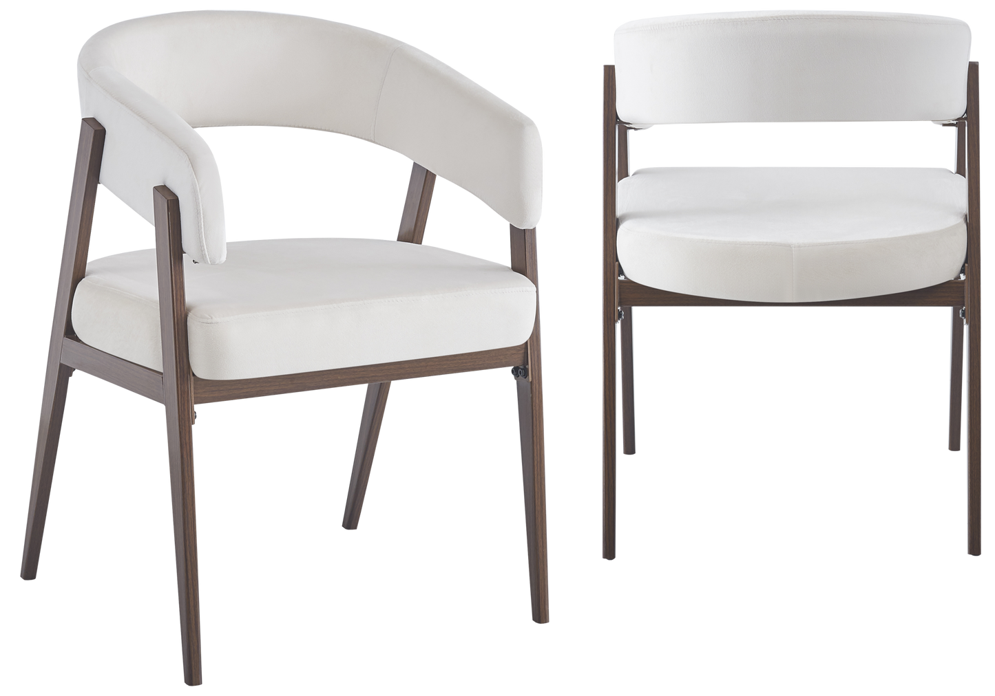 Fauteuil de table velours beige noyer – Oslo x4