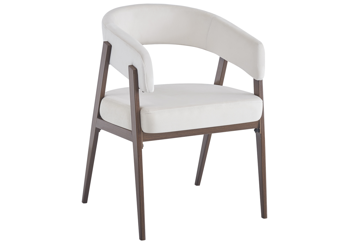 Fauteuil de table velours beige noyer – Oslo x4