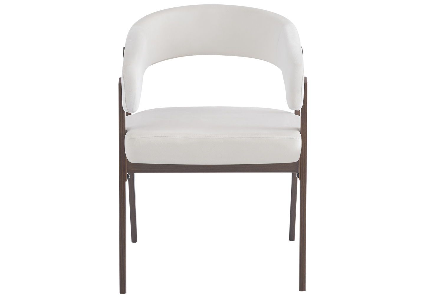 Fauteuil de table velours beige noyer – Oslo x4