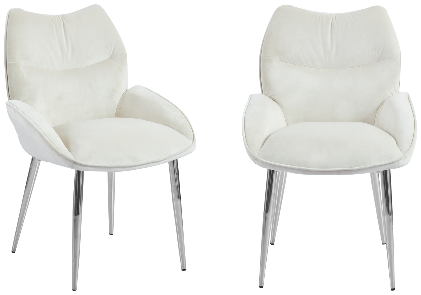 Fauteuil de table velours beige pieds argentés - Lyon x2
