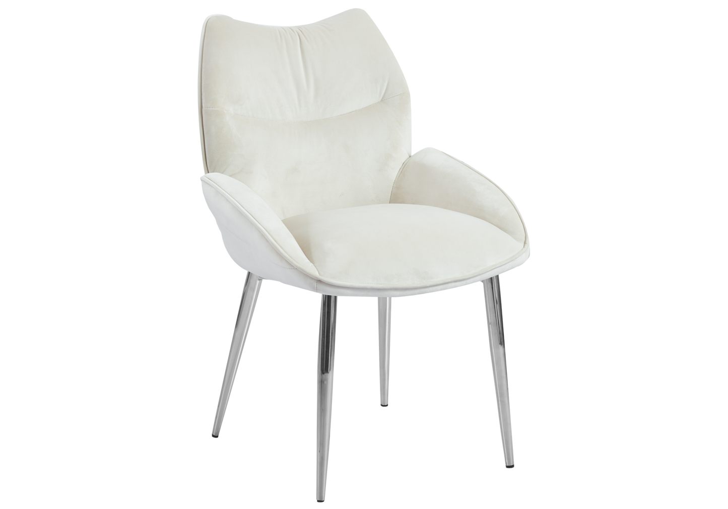 Fauteuil de table velours beige pieds argentés - Lyon x2