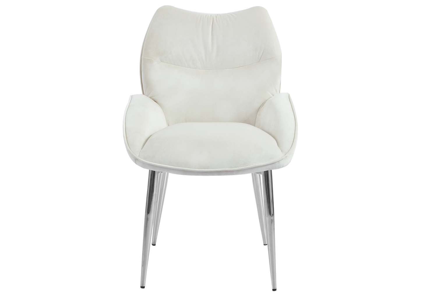 Fauteuil de table velours beige pieds argentés - Lyon x2