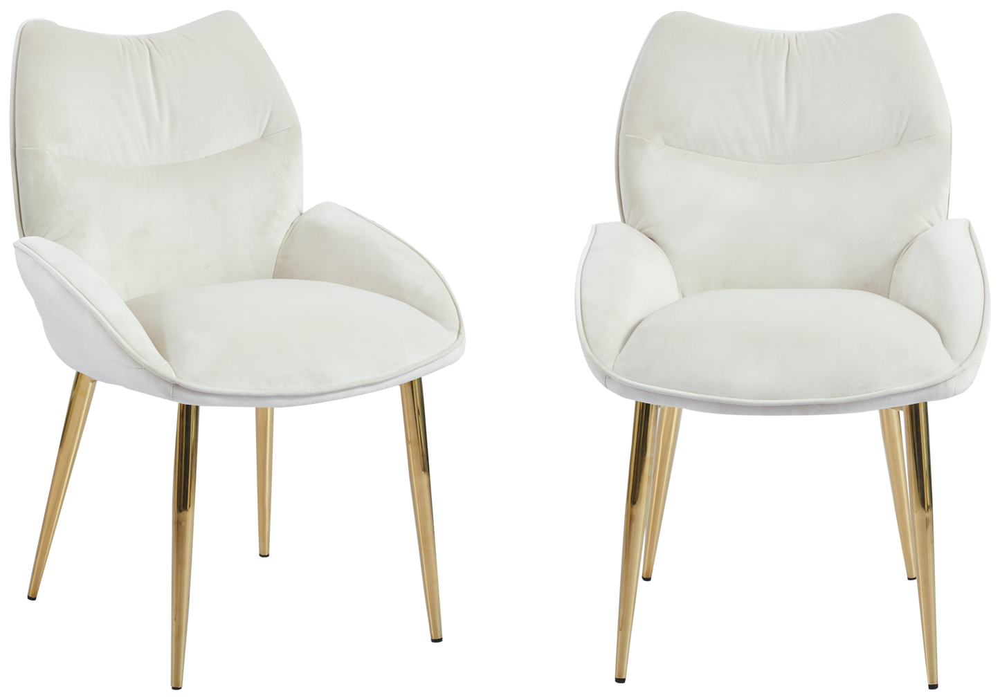 Fauteuil de table velours beige pieds dorés - Lyon x2