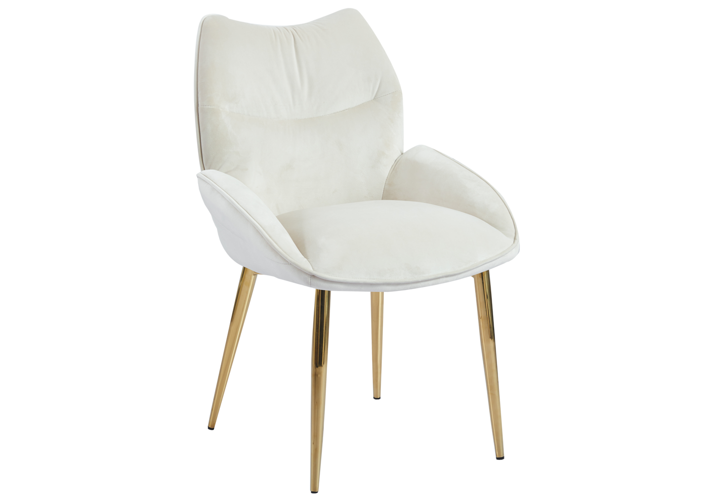 Fauteuil de table velours beige pieds dorés - Lyon x2