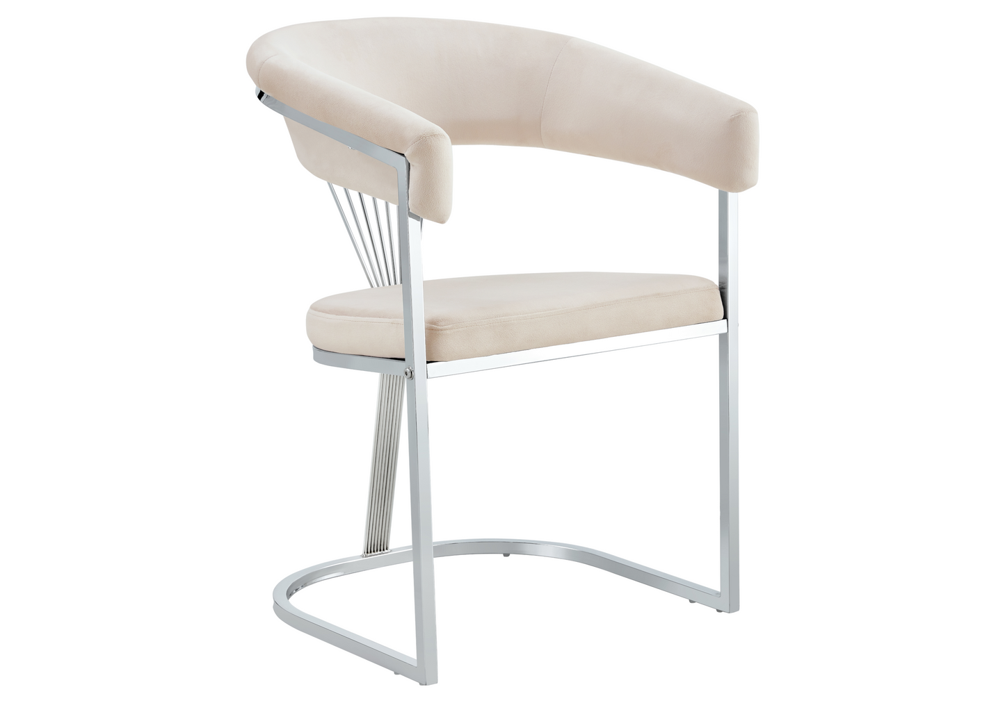 Fauteuil de table velours beige pieds luge chromé - Siam x2