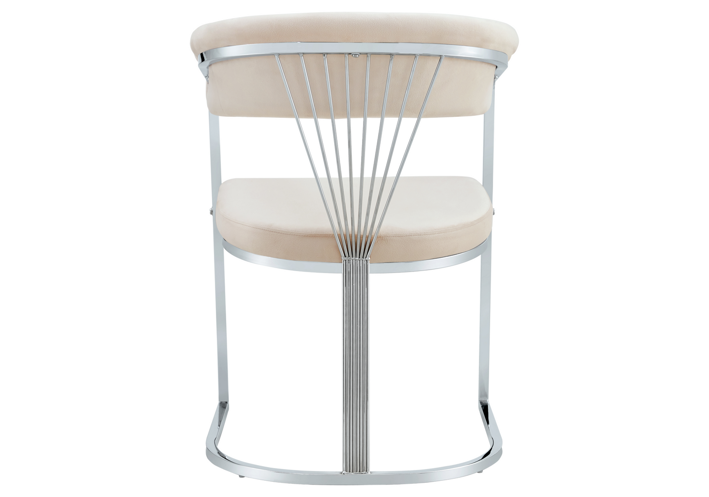 Fauteuil de table velours beige pieds luge chromé - Siam x2