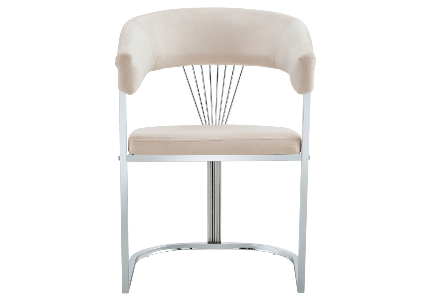 Fauteuil de table velours beige pieds luge chromé - Siam x2