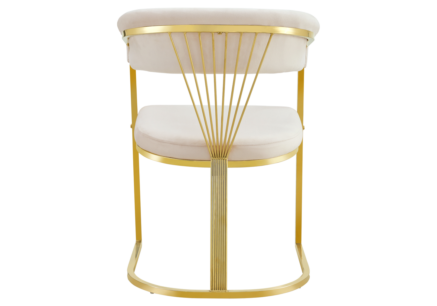 Fauteuil de table velours beige pieds luge doré - Siam x2