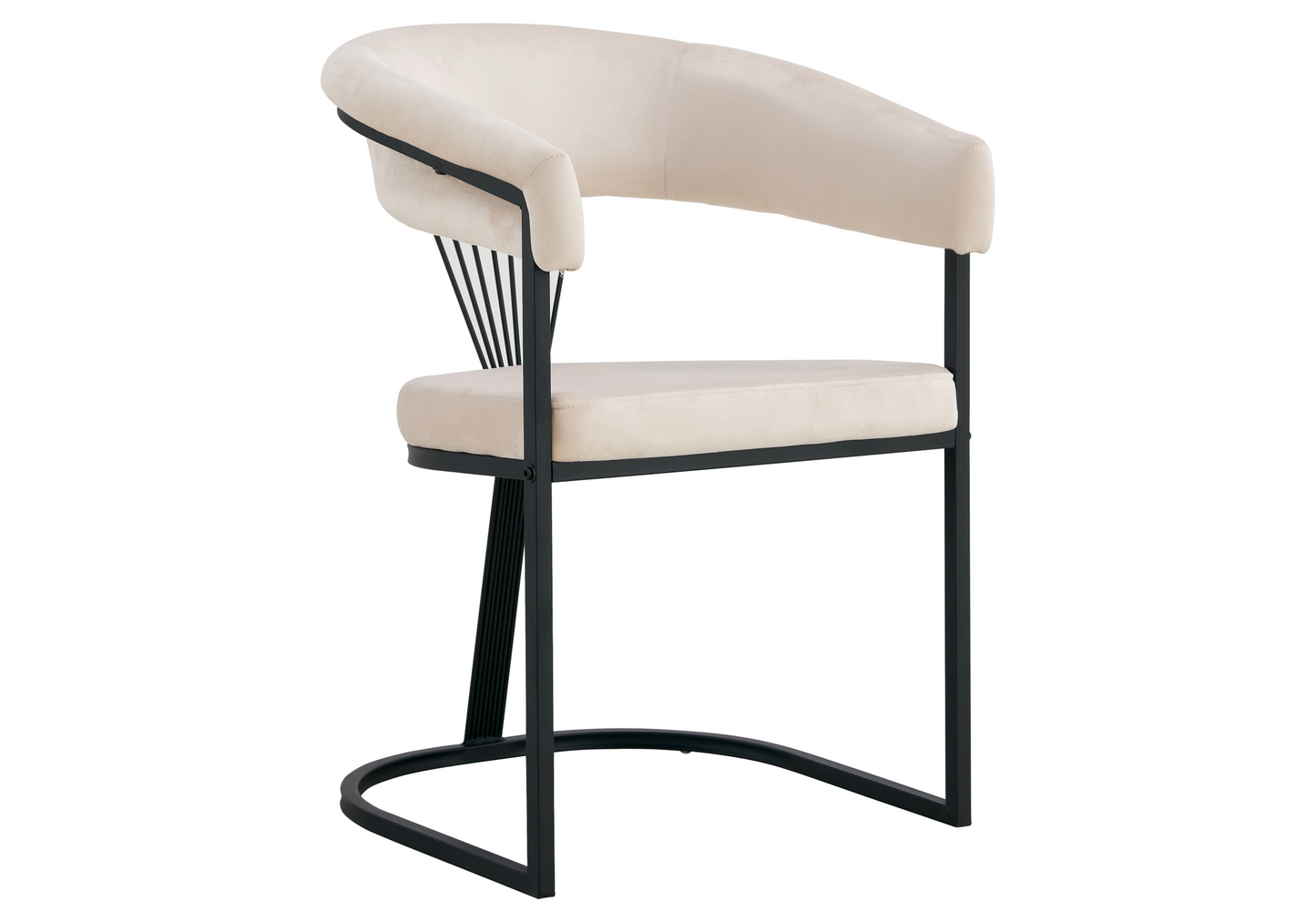 Fauteuil de table velours beige pieds luge noir - Siam x2