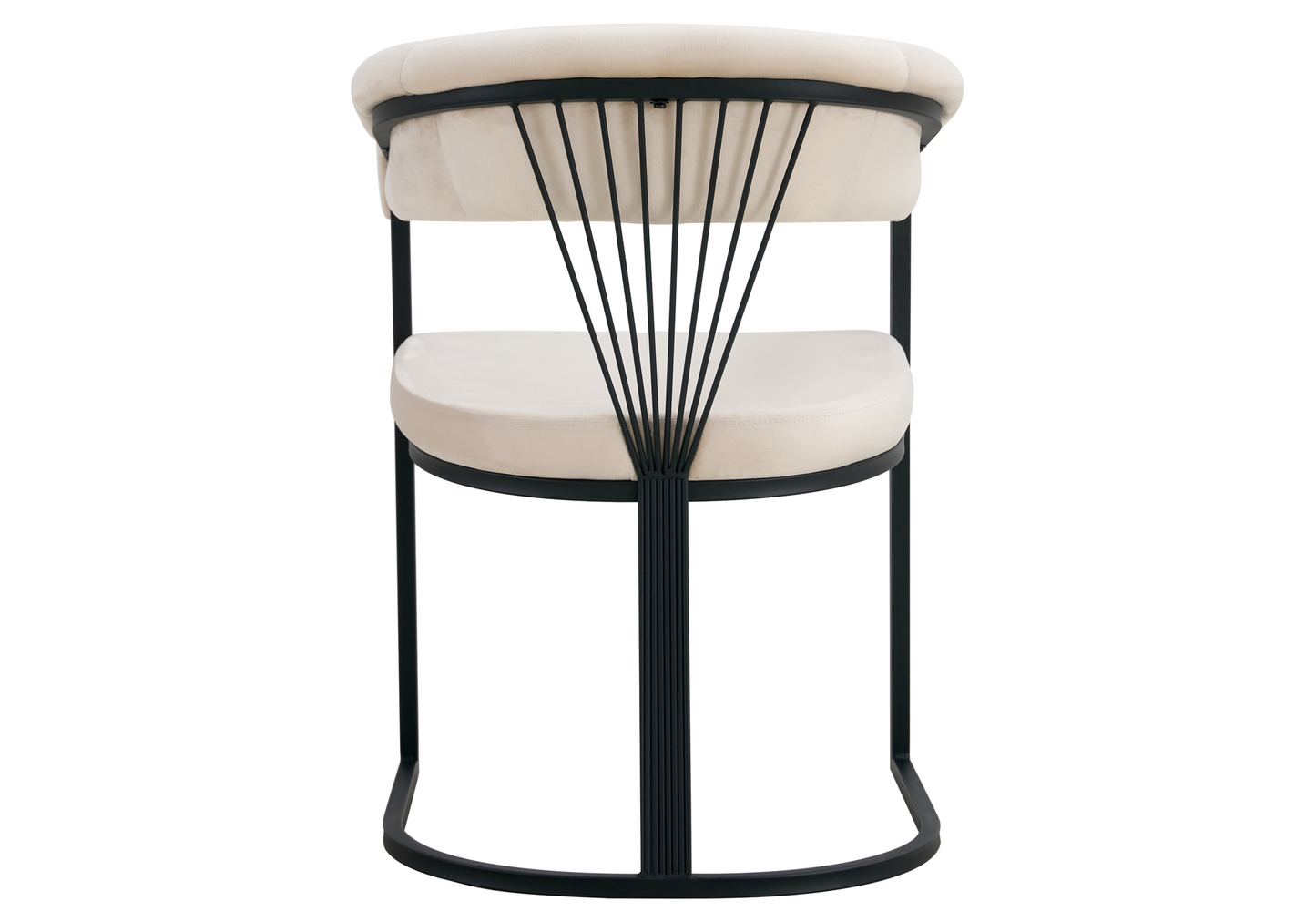 Fauteuil de table velours beige pieds luge noir - Siam x2