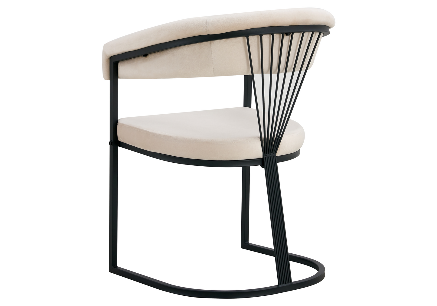 Fauteuil de table velours beige pieds luge noir - Siam x2