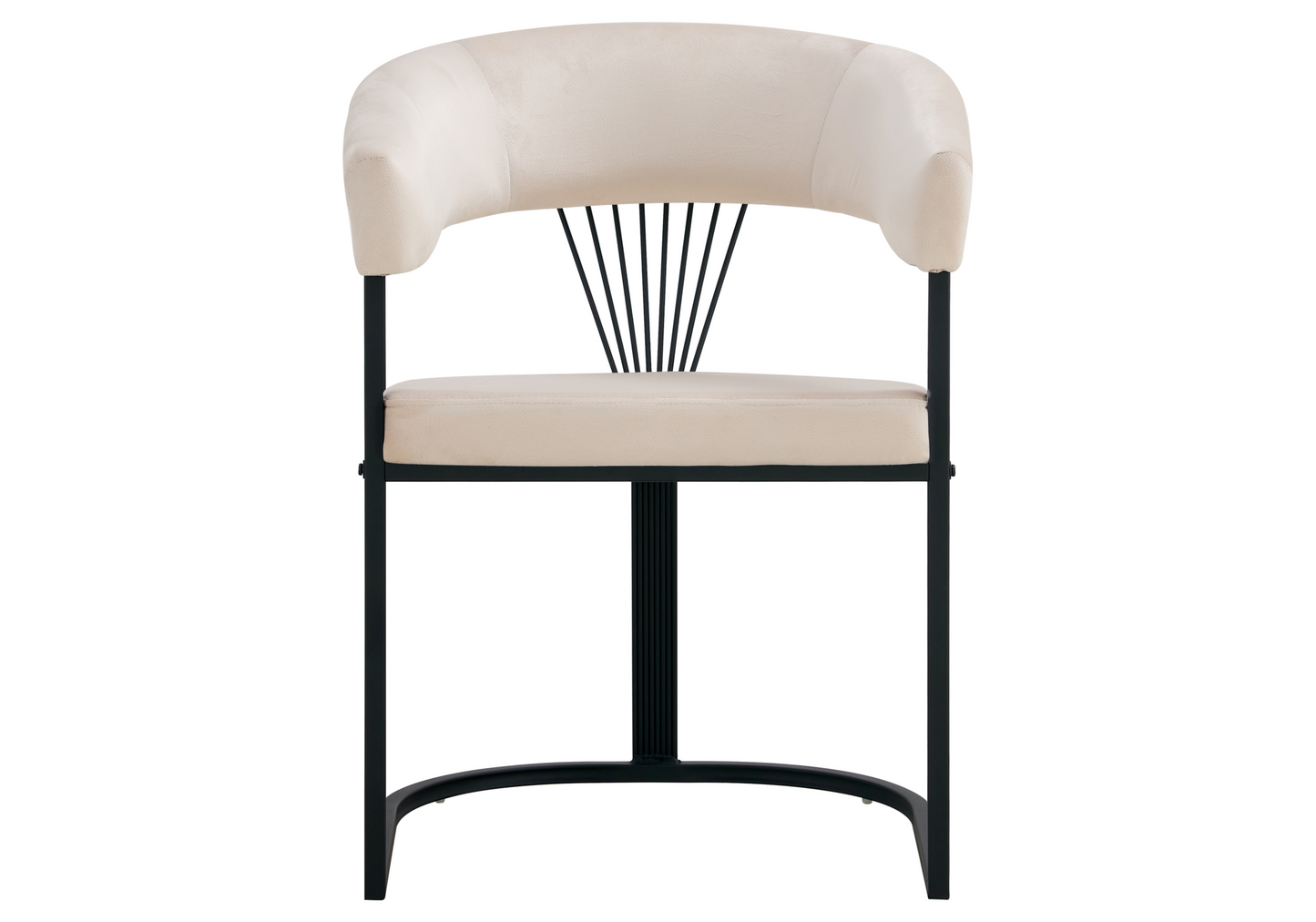 Fauteuil de table velours beige pieds luge noir - Siam x2