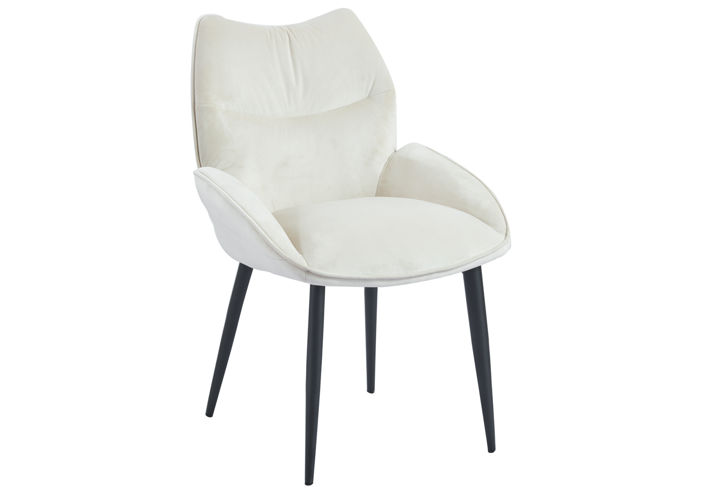 Fauteuil de table velours beige pieds noirs - Lyon x2