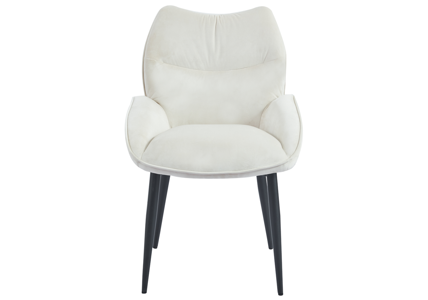 Fauteuil de table velours beige pieds noirs - Lyon x2