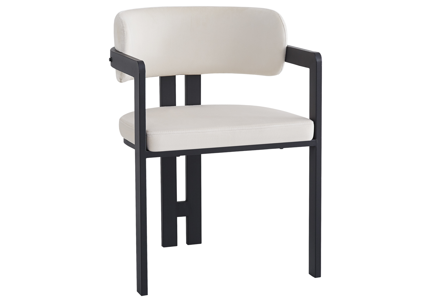 Fauteuil de table velours beige pieds noirs – Lyra x2