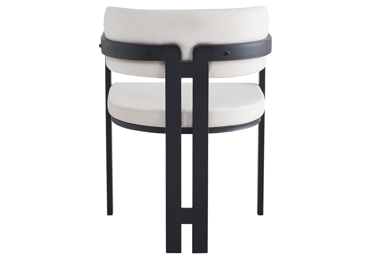 Fauteuil de table velours beige pieds noirs – Lyra x2