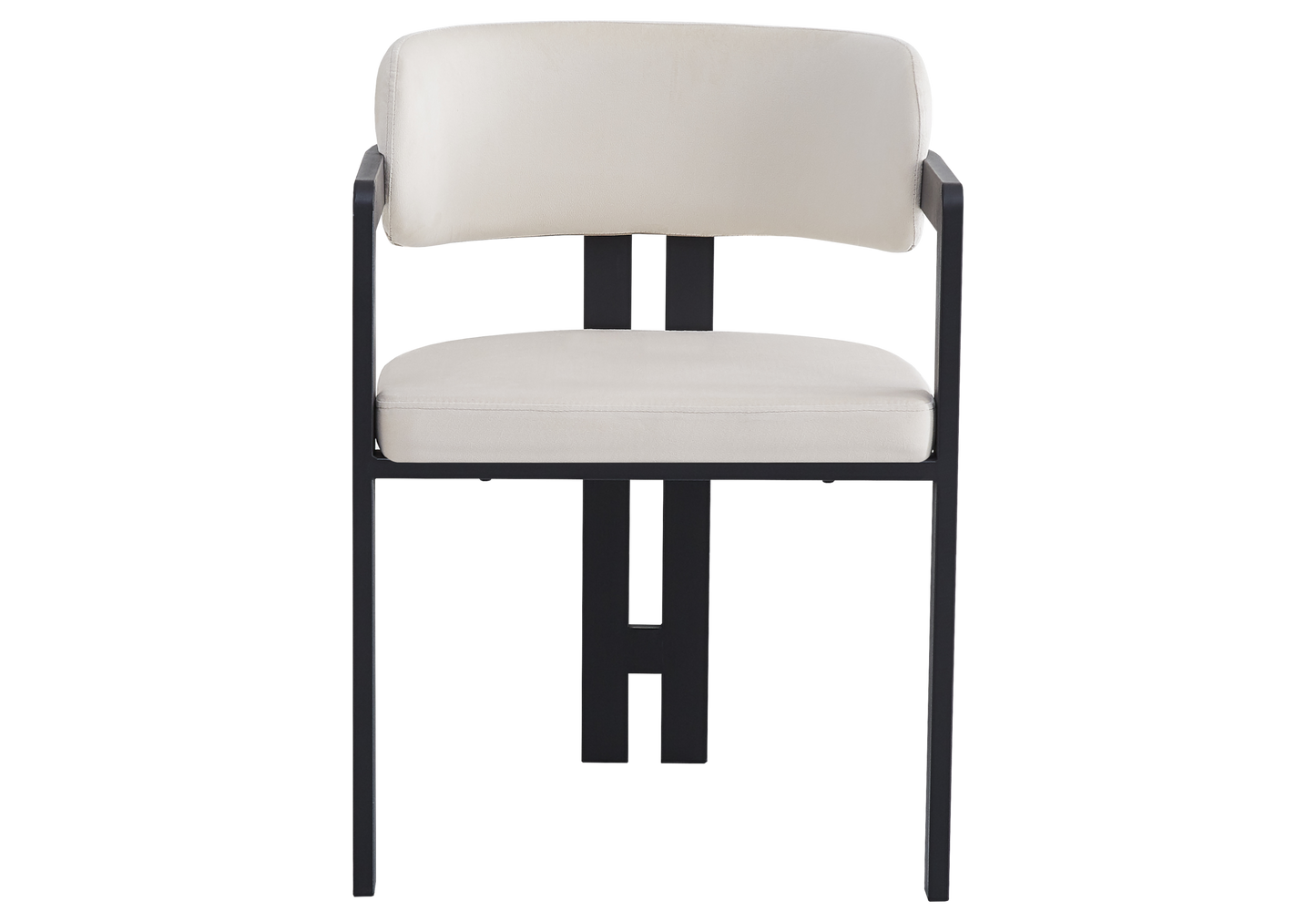 Fauteuil de table velours beige pieds noirs – Lyra x2