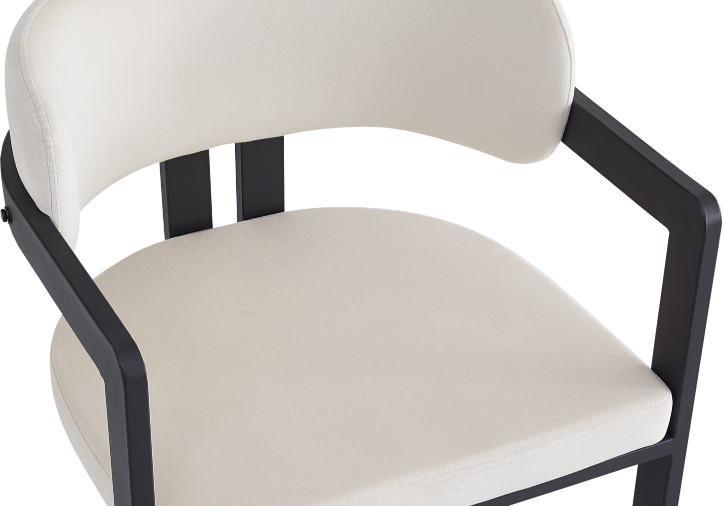Fauteuil de table velours beige pieds noirs – Lyra x2