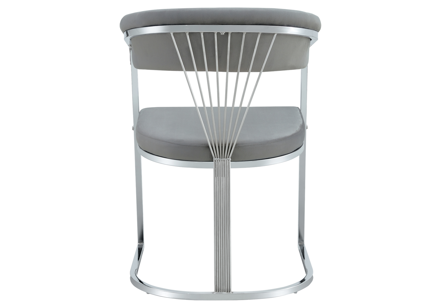 Fauteuil de table velours gris pieds luge chromé - Siam x2