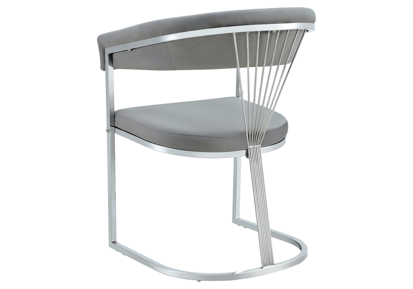 Fauteuil de table velours gris pieds luge chromé - Siam x2