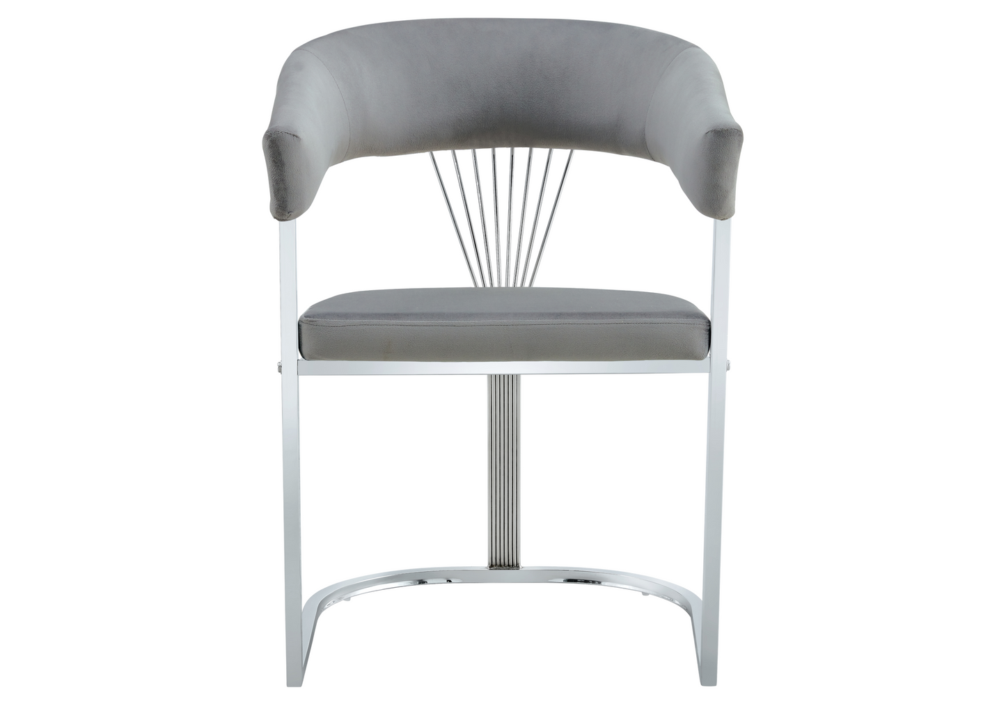 Fauteuil de table velours gris pieds luge chromé - Siam x2