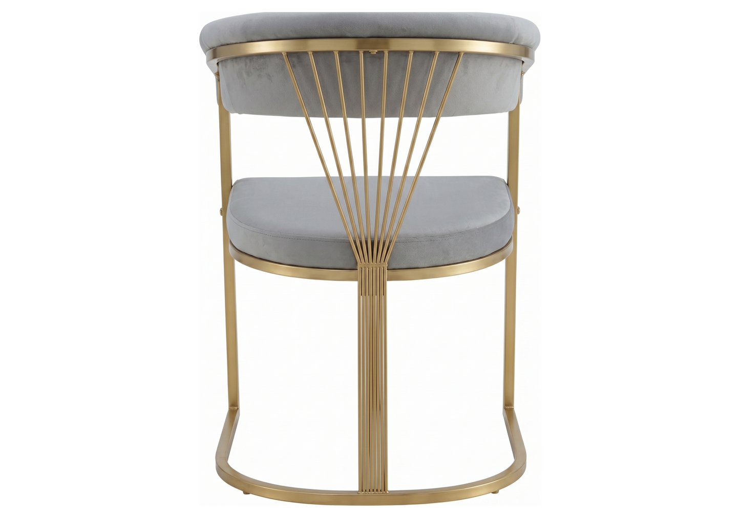 Fauteuil de table velours gris pieds luge doré - Siam x2