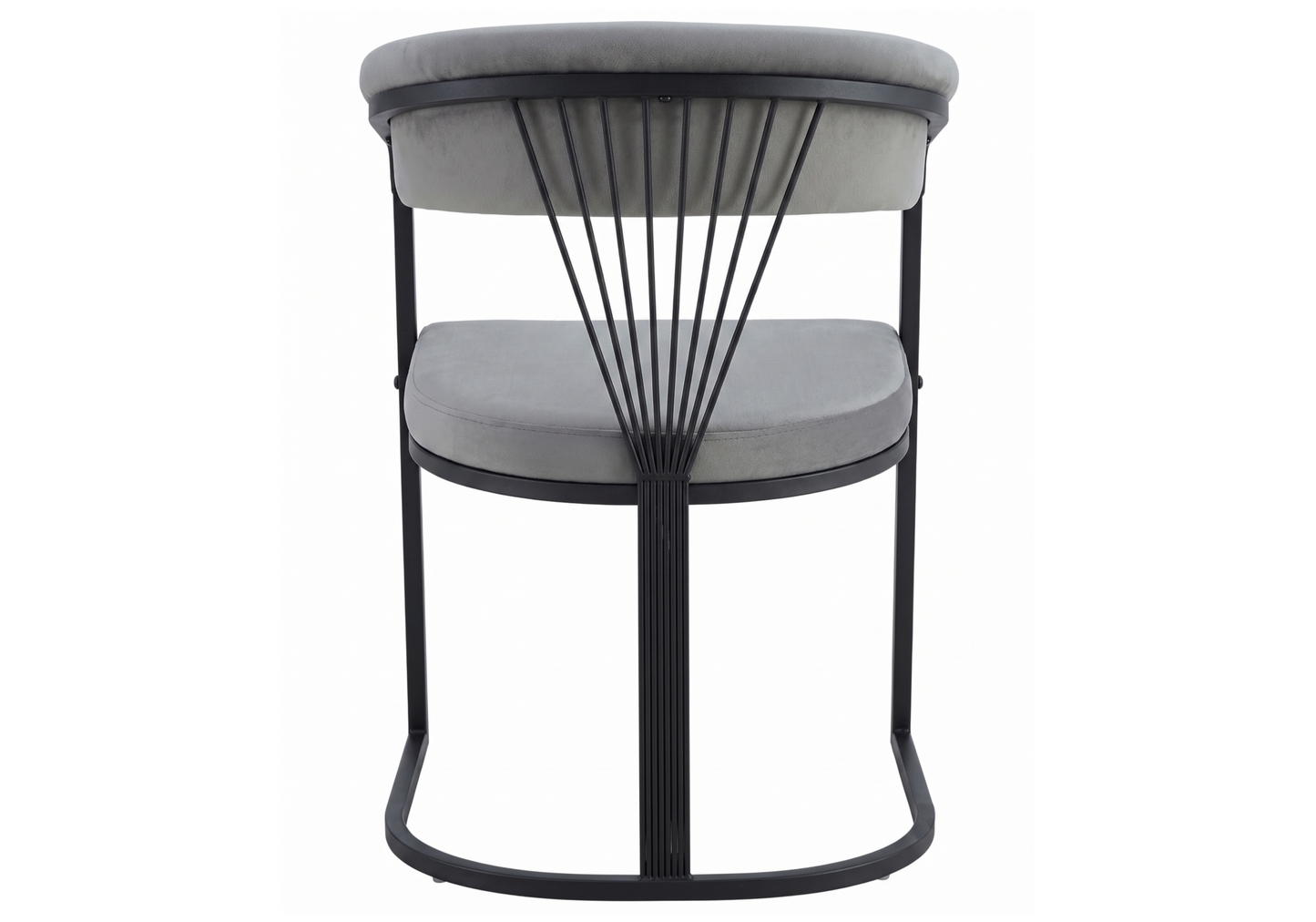 Fauteuil de table velours gris pieds luge noir - Siam x2