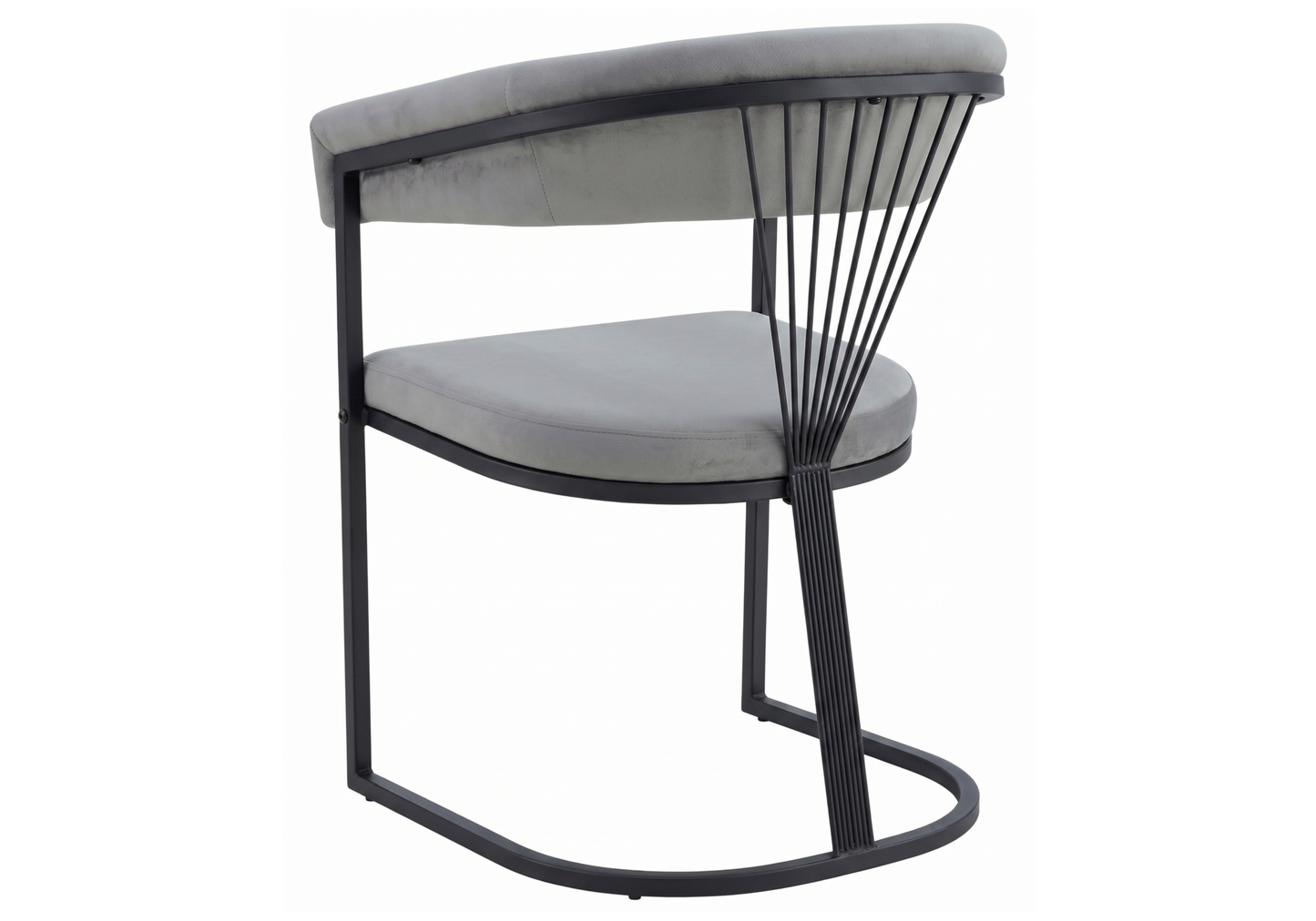 Fauteuil de table velours gris pieds luge noir - Siam x2