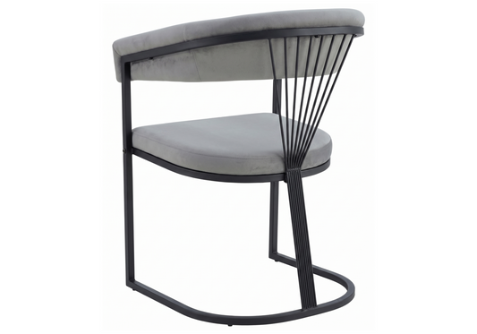 Fauteuil de table velours gris pieds luge noir - Siam x2