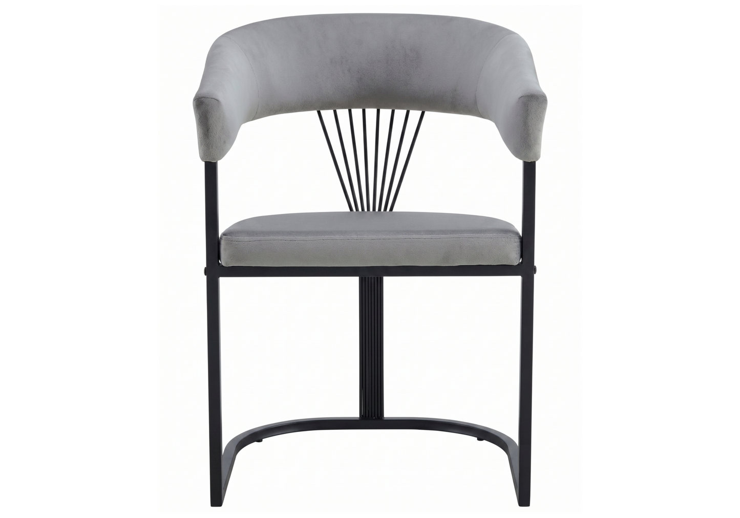 Fauteuil de table velours gris pieds luge noir - Siam x2