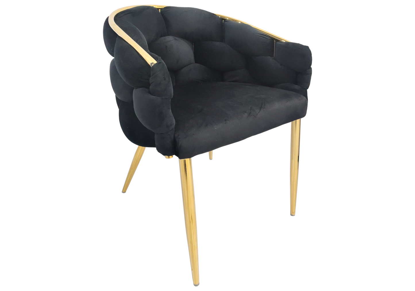 Fauteuil de table velours noir pieds dorés - Cloud x2