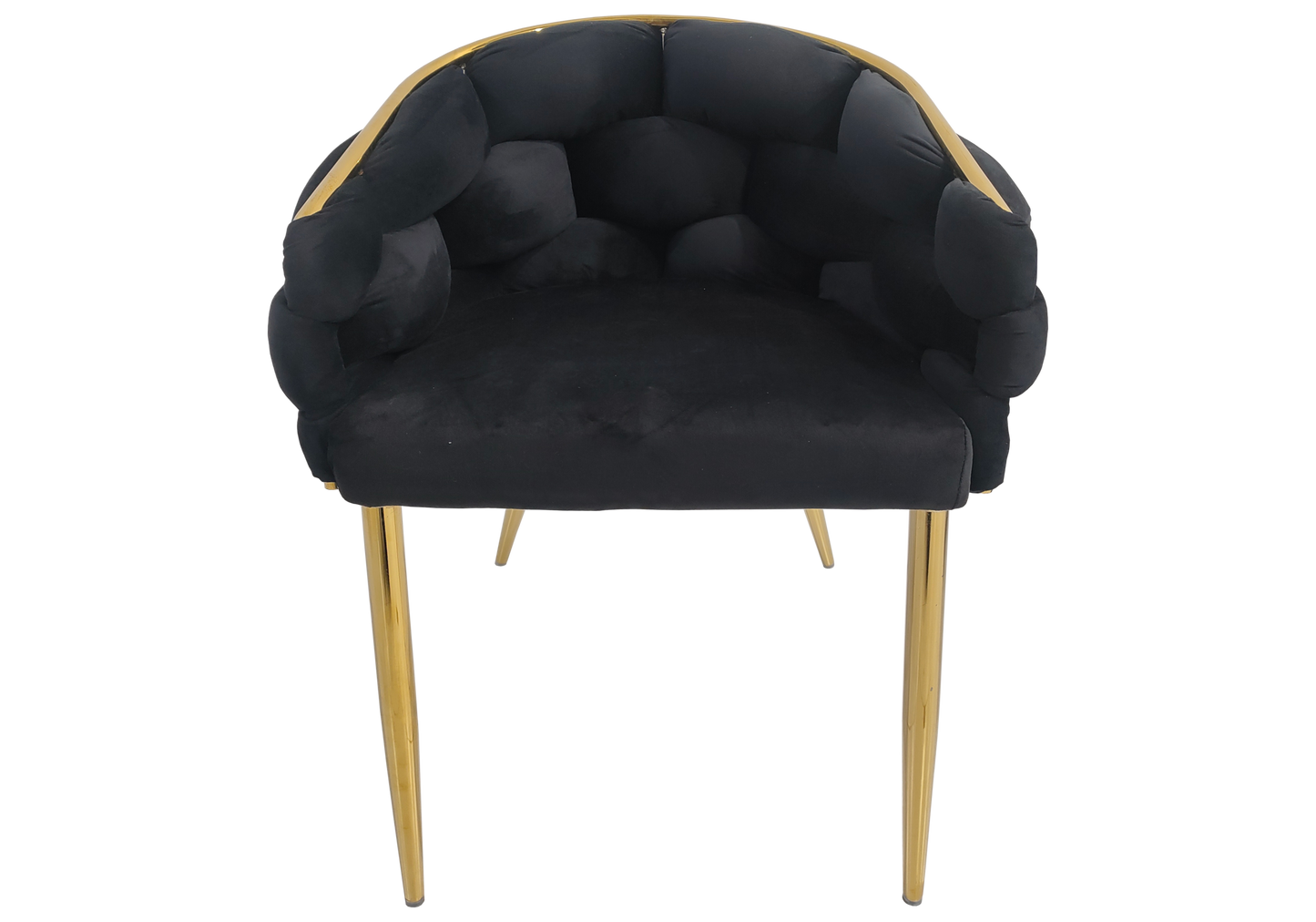 Fauteuil de table velours noir pieds dorés - Cloud x2