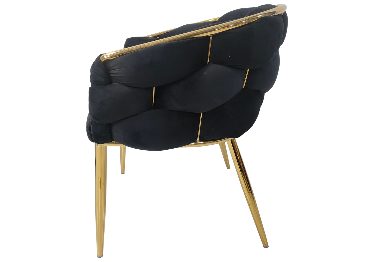 Fauteuil de table velours noir pieds dorés - Cloud x2