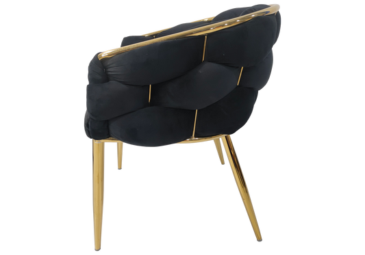 Fauteuil de table velours noir pieds dorés - Cloud x2