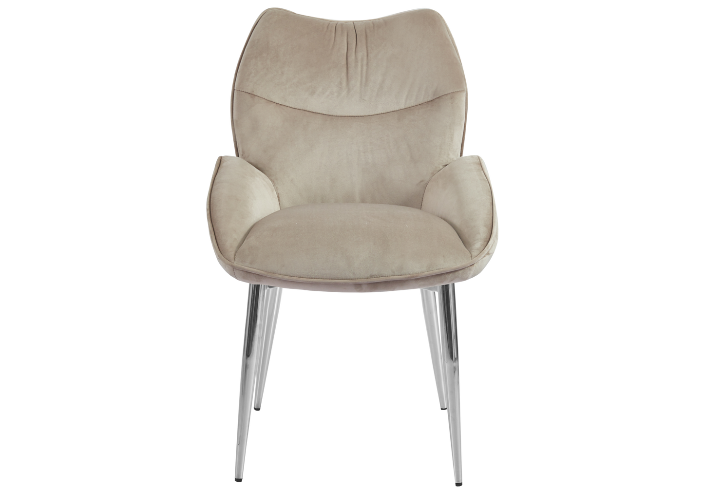 Fauteuil de table velours taupe pieds argentés - Lyon x2