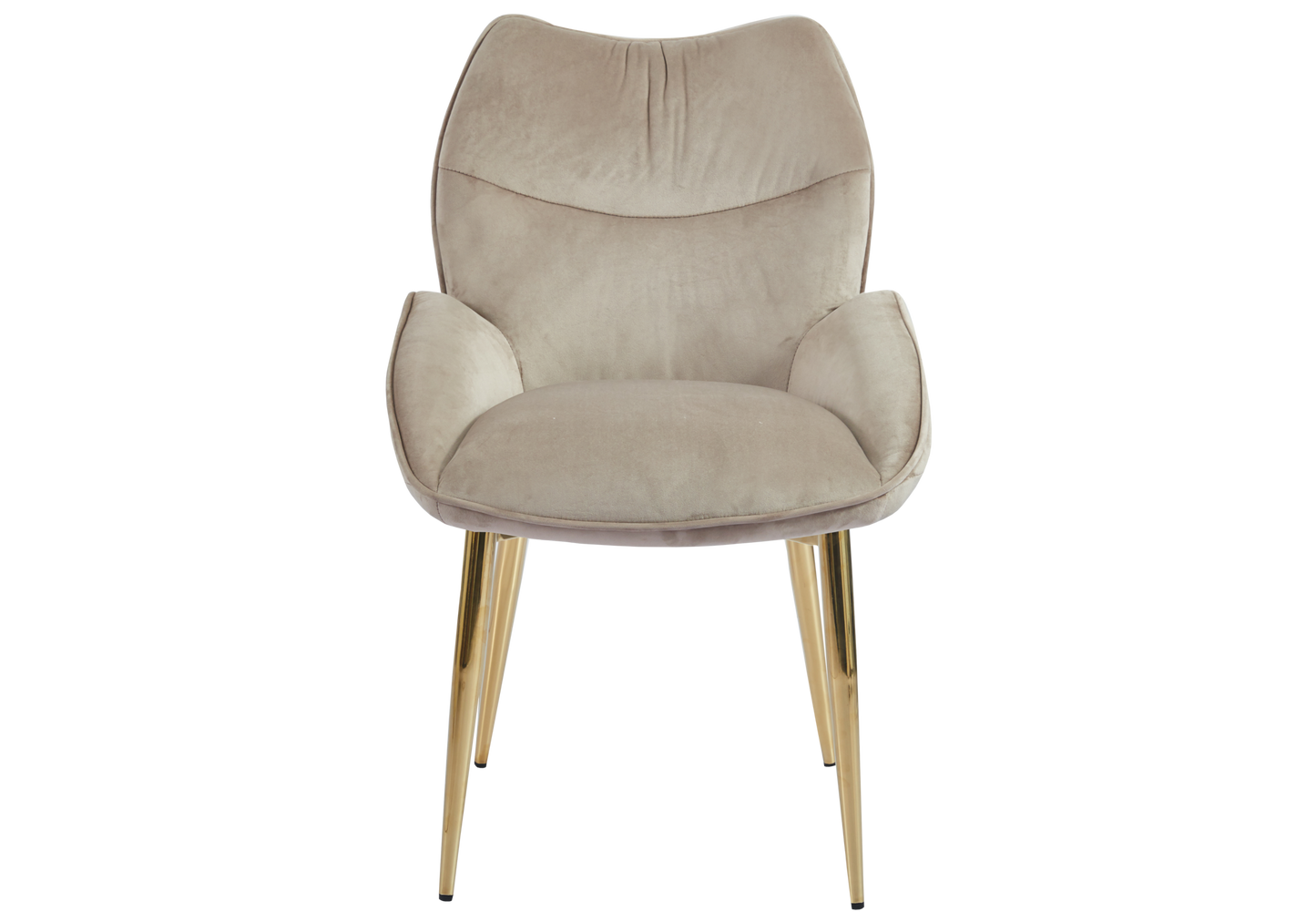 Fauteuil de table velours taupe pieds dorés - Lyon x2