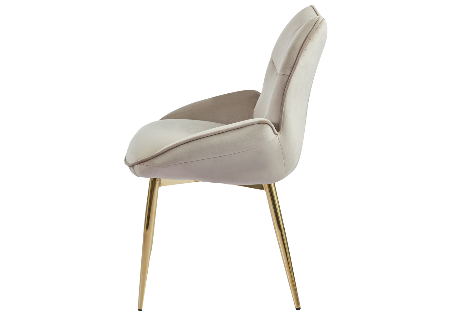 Fauteuil de table velours taupe pieds dorés - Lyon x2