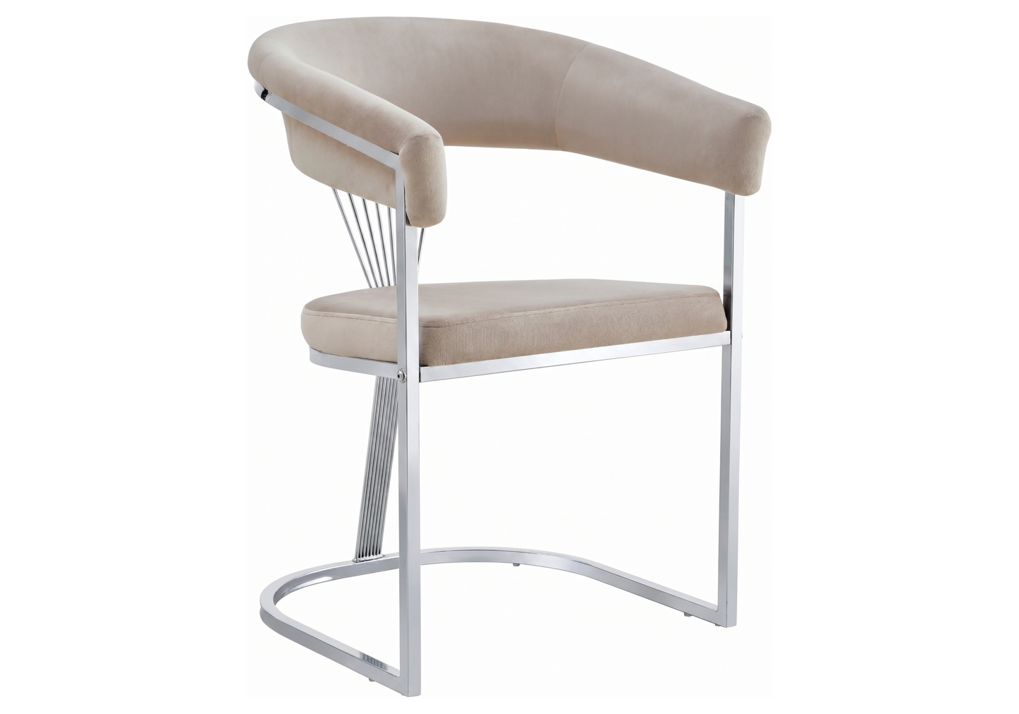 Fauteuil de table velours taupe pieds luge chromé - Siam x2