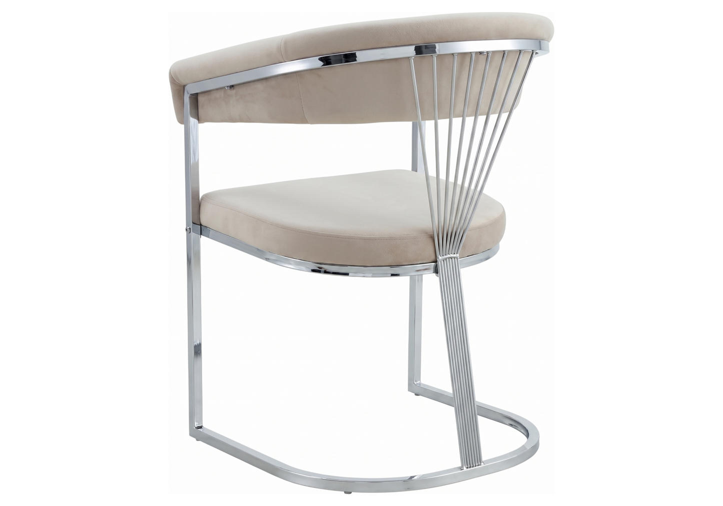 Fauteuil de table velours taupe pieds luge chromé - Siam x2