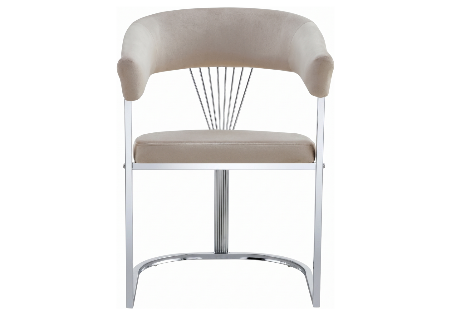 Fauteuil de table velours taupe pieds luge chromé - Siam x2