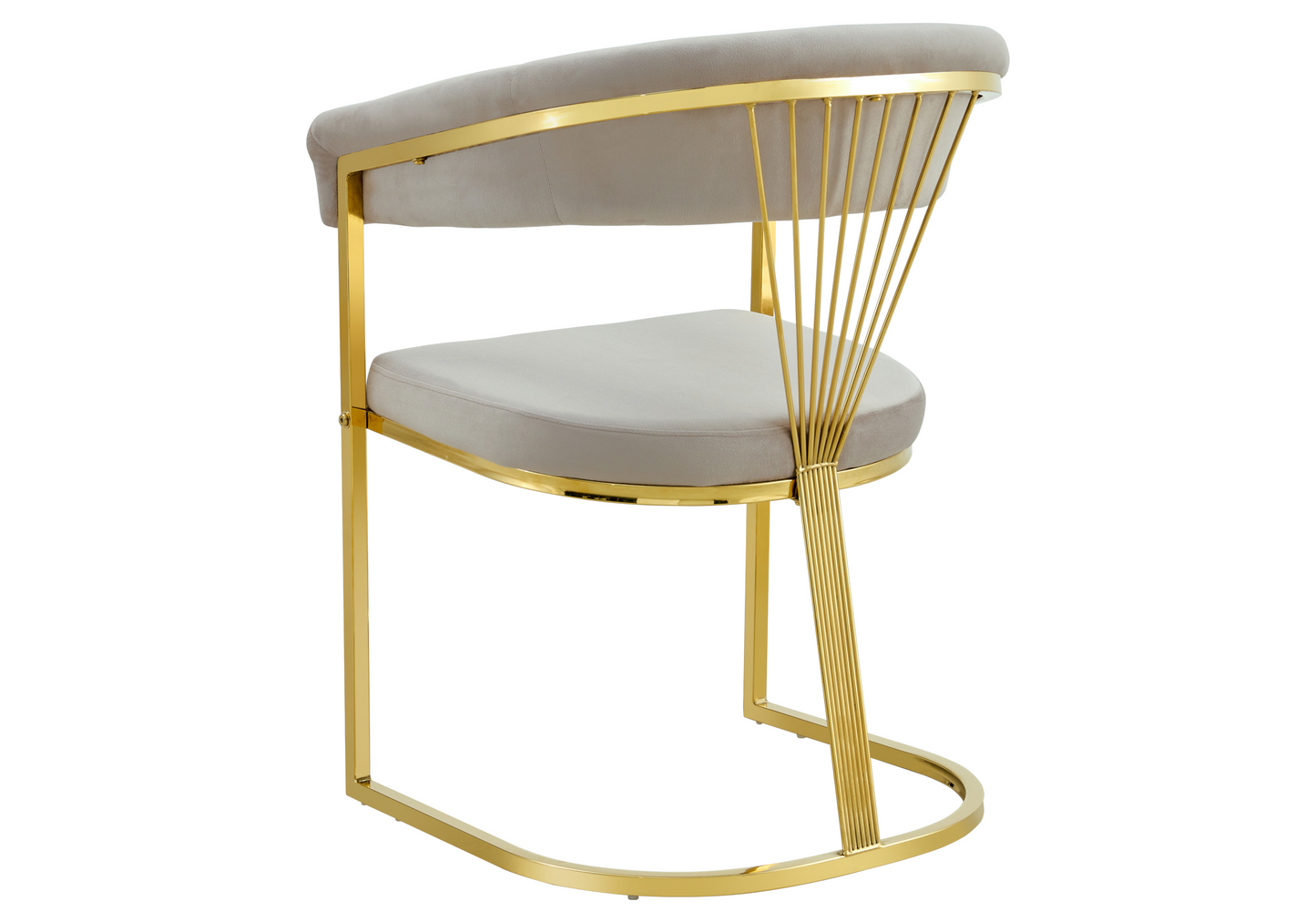 Fauteuil de table velours taupe pieds luge doré - Siam x2