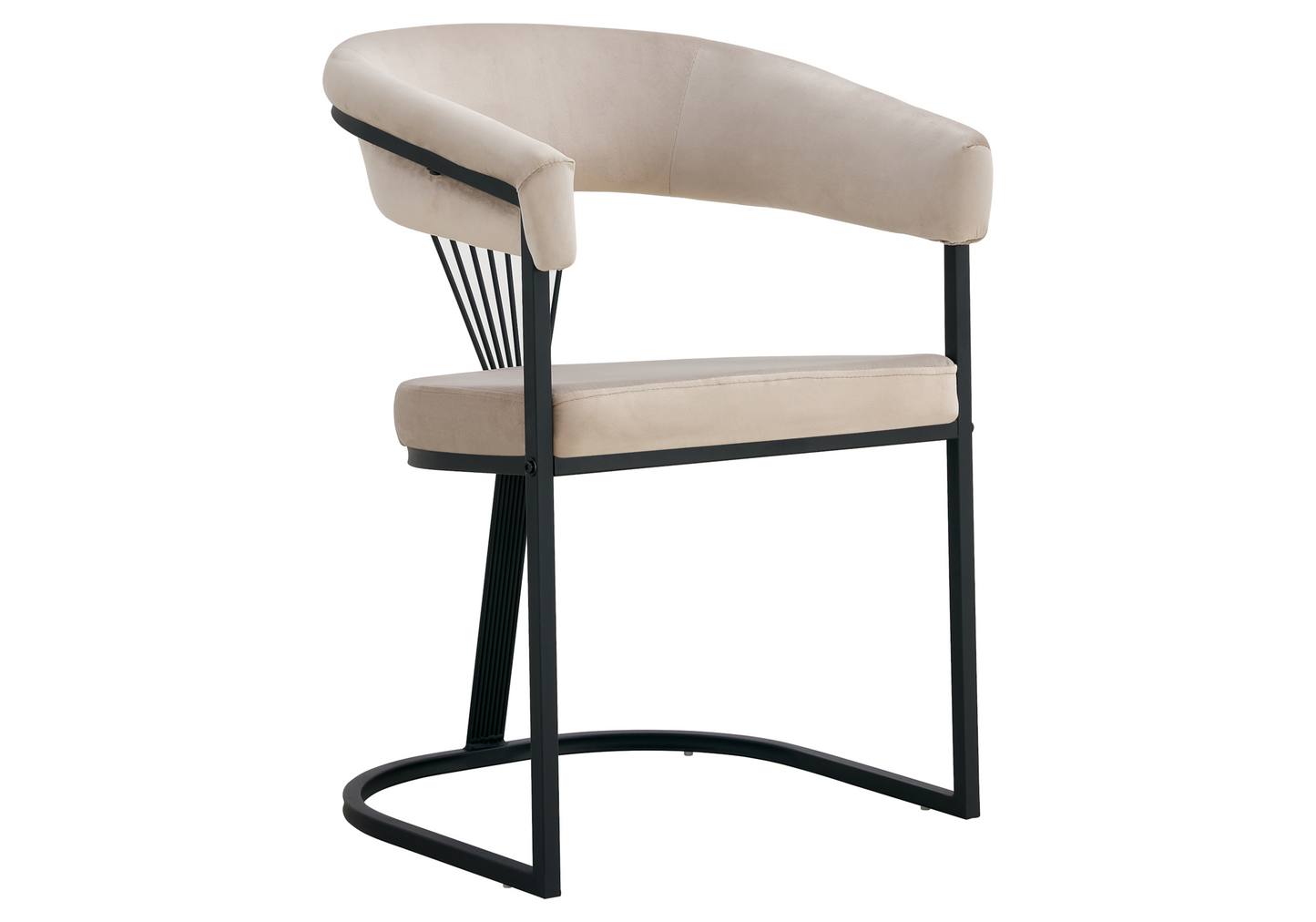 Fauteuil de table velours taupe pieds luge noir - Siam x2