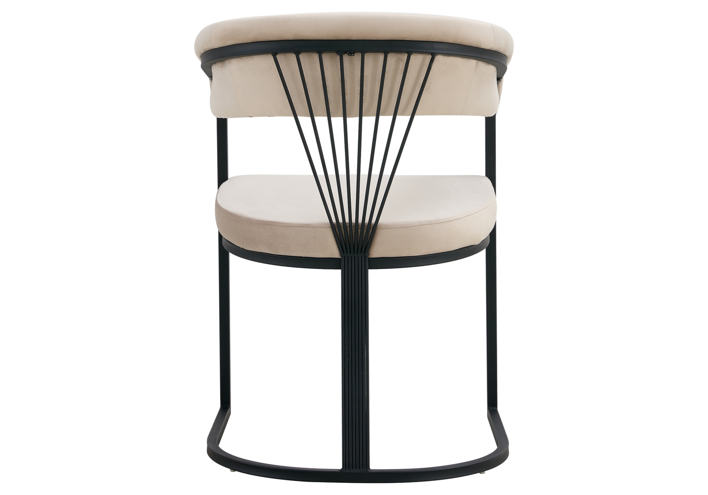Fauteuil de table velours taupe pieds luge noir - Siam x2