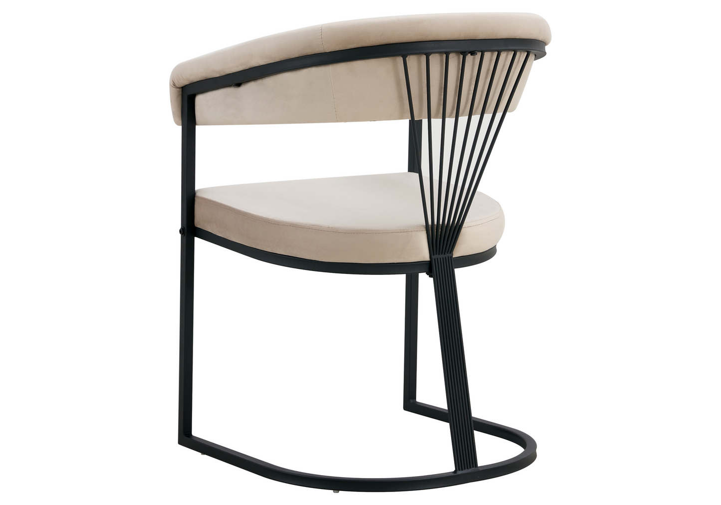 Fauteuil de table velours taupe pieds luge noir - Siam x2